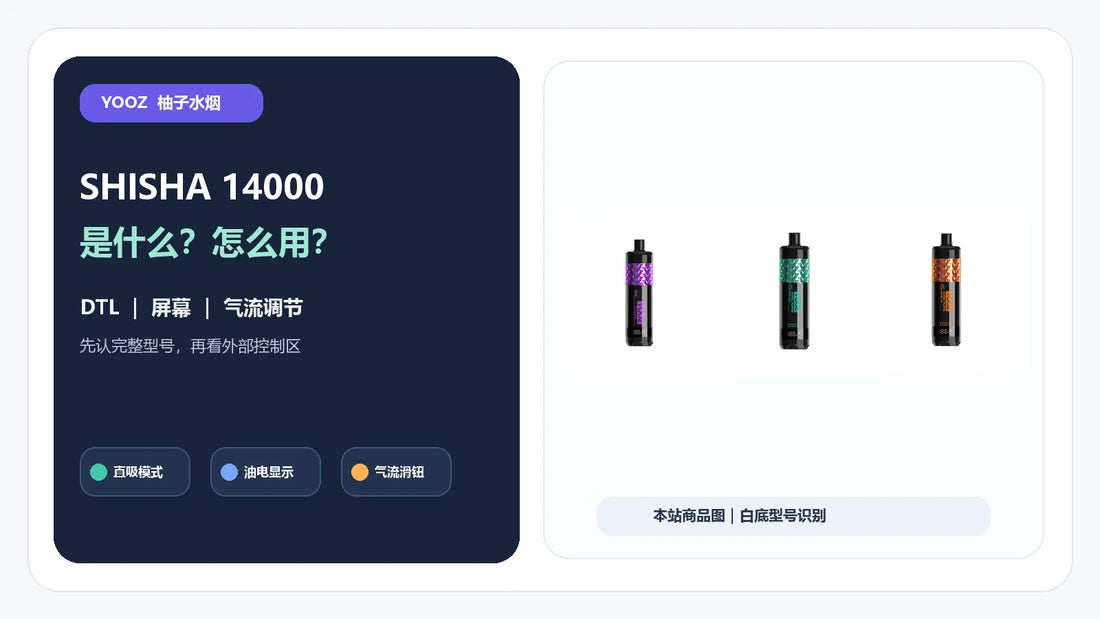 柚子水烟 YOOZ SHISHA 14000 白底设备外观与使用主题图