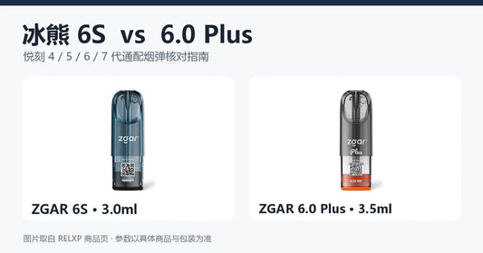 冰熊 ZGAR 6S 与 6.0 Plus 烟弹外观和容量对比封面