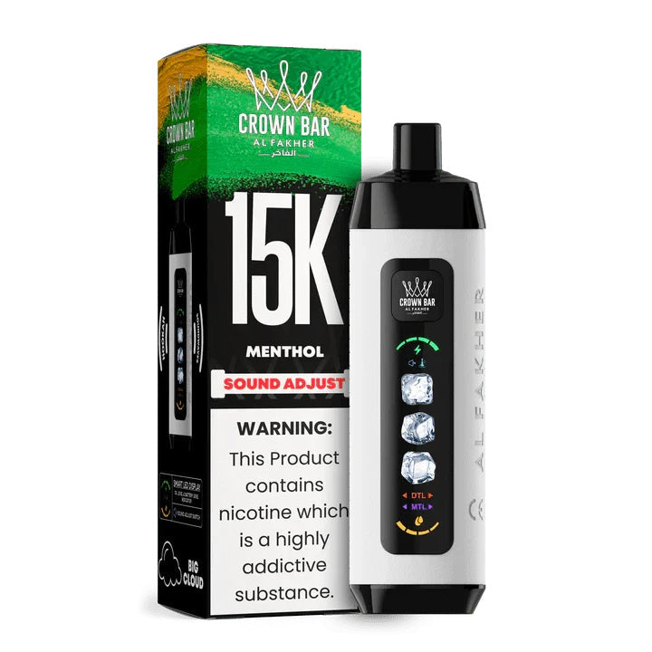 正品阿尔法赫15000口可调冰度款 AL FAKHER CROWN BAR ICE ADJUST 15K 大烟雾一次性电子烟-多口味可选