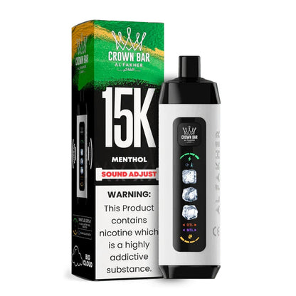 正品阿尔法赫15000口可调冰度款 AL FAKHER CROWN BAR ICE ADJUST 15K 大烟雾一次性电子烟-多口味可选