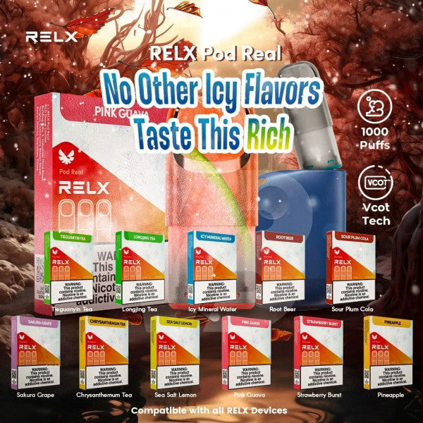 3盒新款正品悦刻(RELX Pod Real)五代外贸弹三颗装套餐-共计9颗-3种口味可选