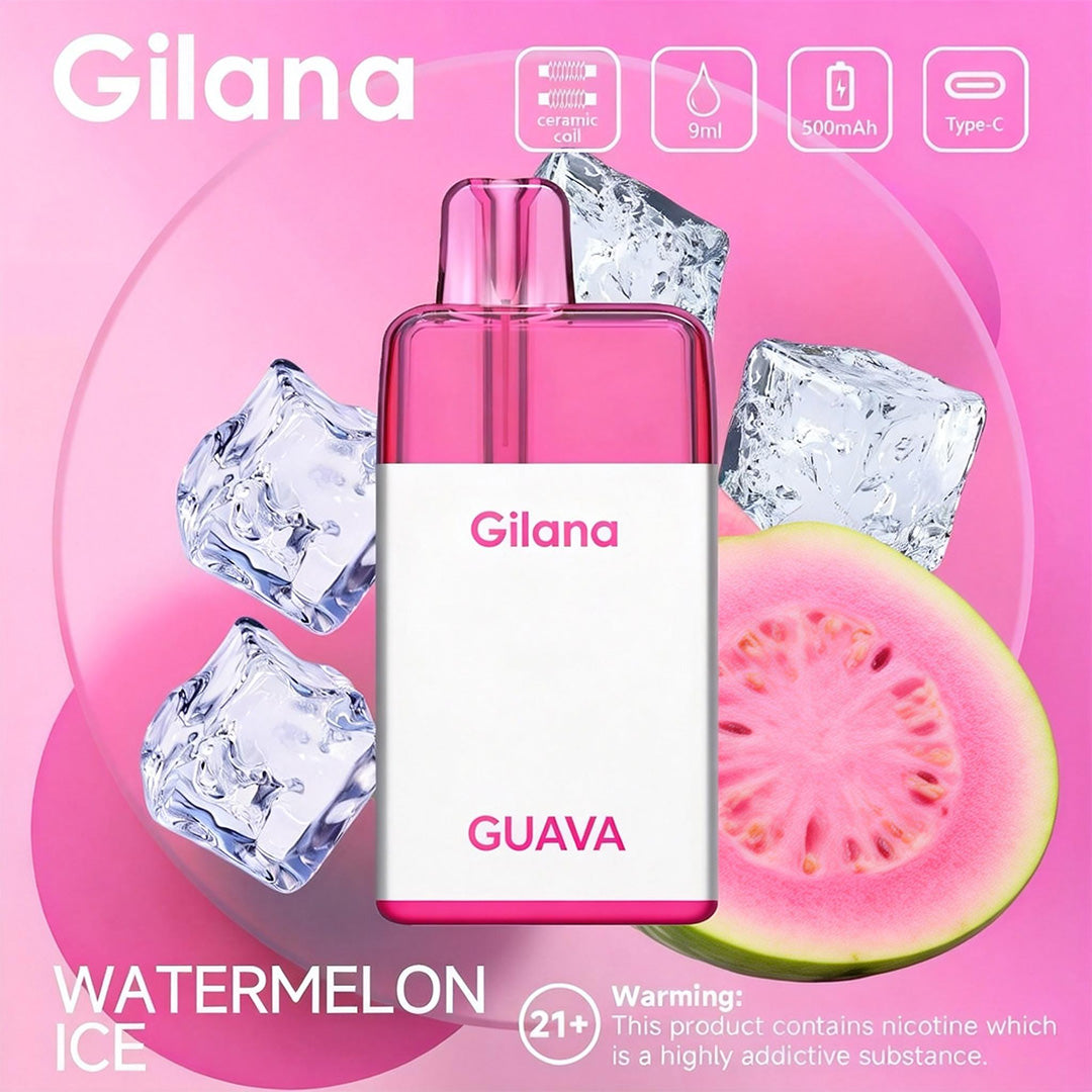 正品吉拉娜冰立方 Gilana Ice Cube 7000口劲爽冰感系列三色指示灯电量显示可视化油仓一次性电子烟-多口味可选