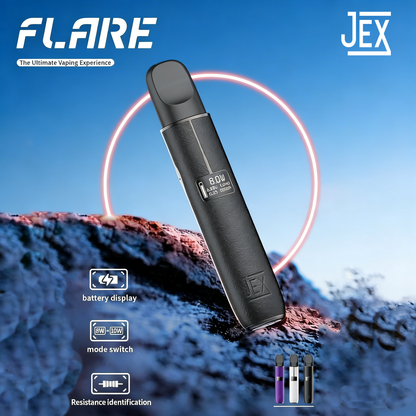 正品极星JEX FLARE全息屏极致手感纯手工打造皮革艺术杆即时工作数据显示两档功率调节烟杆-多色外观可选（支持4/5/6代烟弹）