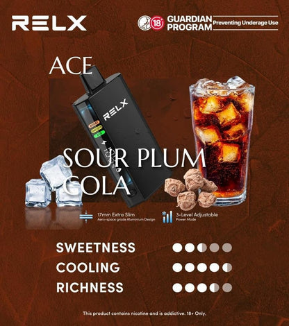 正品悦刻RELX ACE 30000口超大容量冰爽系列航空级铝材超薄设计三档功率可调智能液晶显示电量油量一次性电子烟-多口味可选