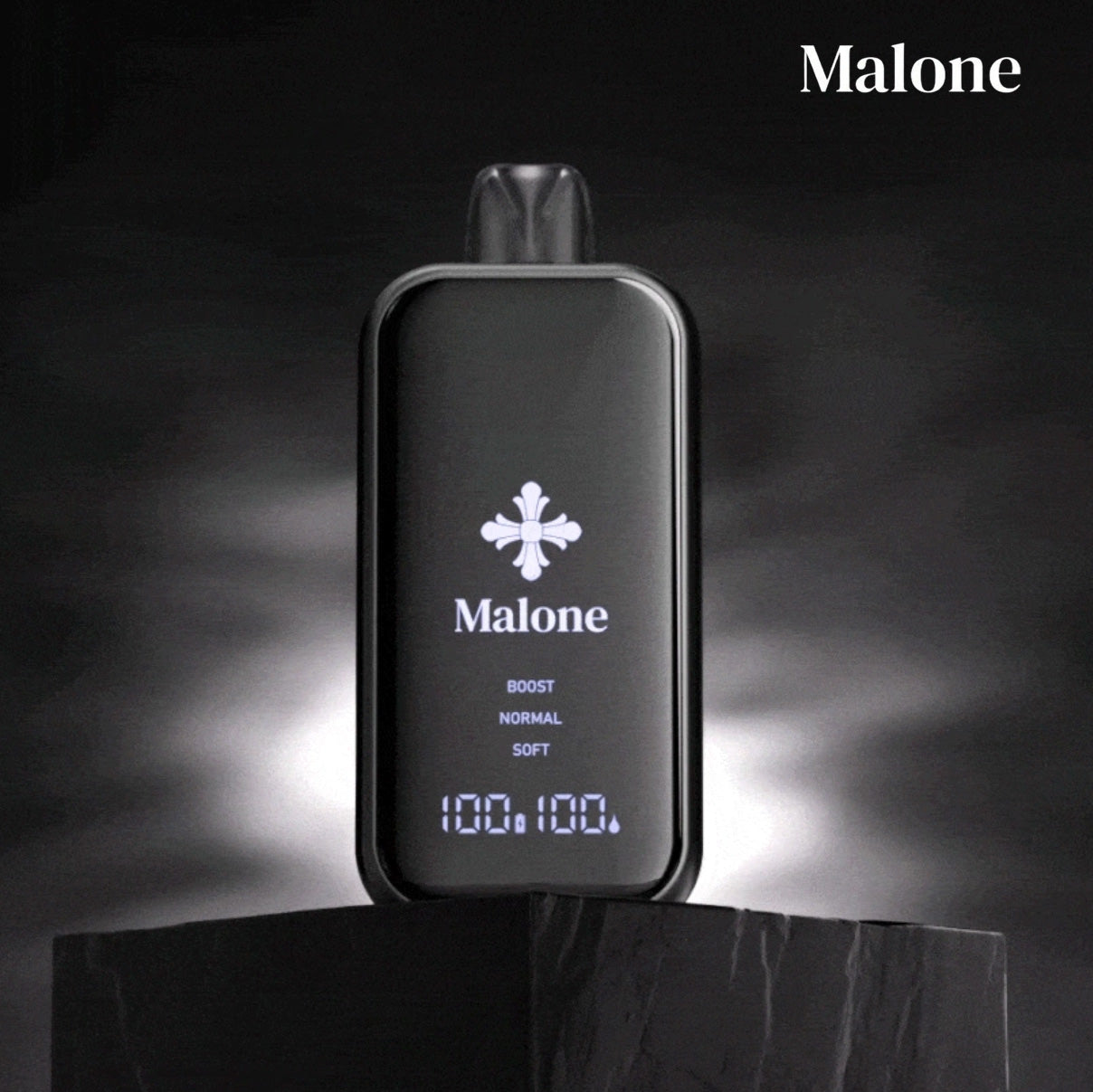 正品Malone Bar马龙克罗心35000口金属全镜面高颜值屏幕三档功率可调一次性电子烟-多口味可选