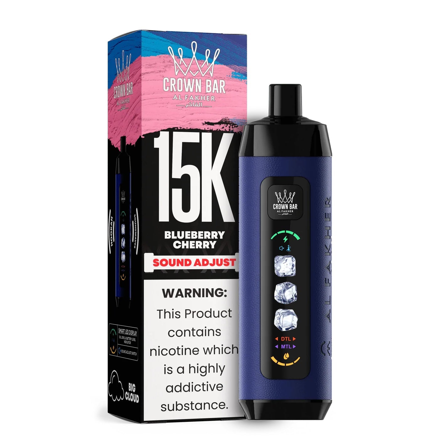 正品阿尔法赫15000口可调冰度款 AL FAKHER CROWN BAR ICE ADJUST 15K 大烟雾一次性电子烟-多口味可选