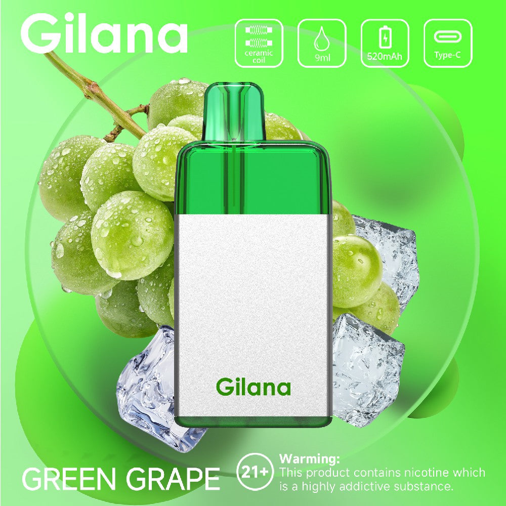 正品吉拉娜冰立方 Gilana Ice Cube 7000口劲爽冰感系列三色指示灯电量显示可视化油仓一次性电子烟-多口味可选