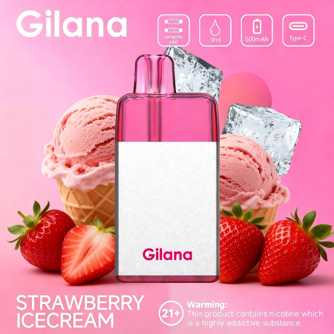 正品吉拉娜冰立方 Gilana Ice Cube 7000口劲爽冰感系列三色指示灯电量显示可视化油仓一次性电子烟-多口味可选