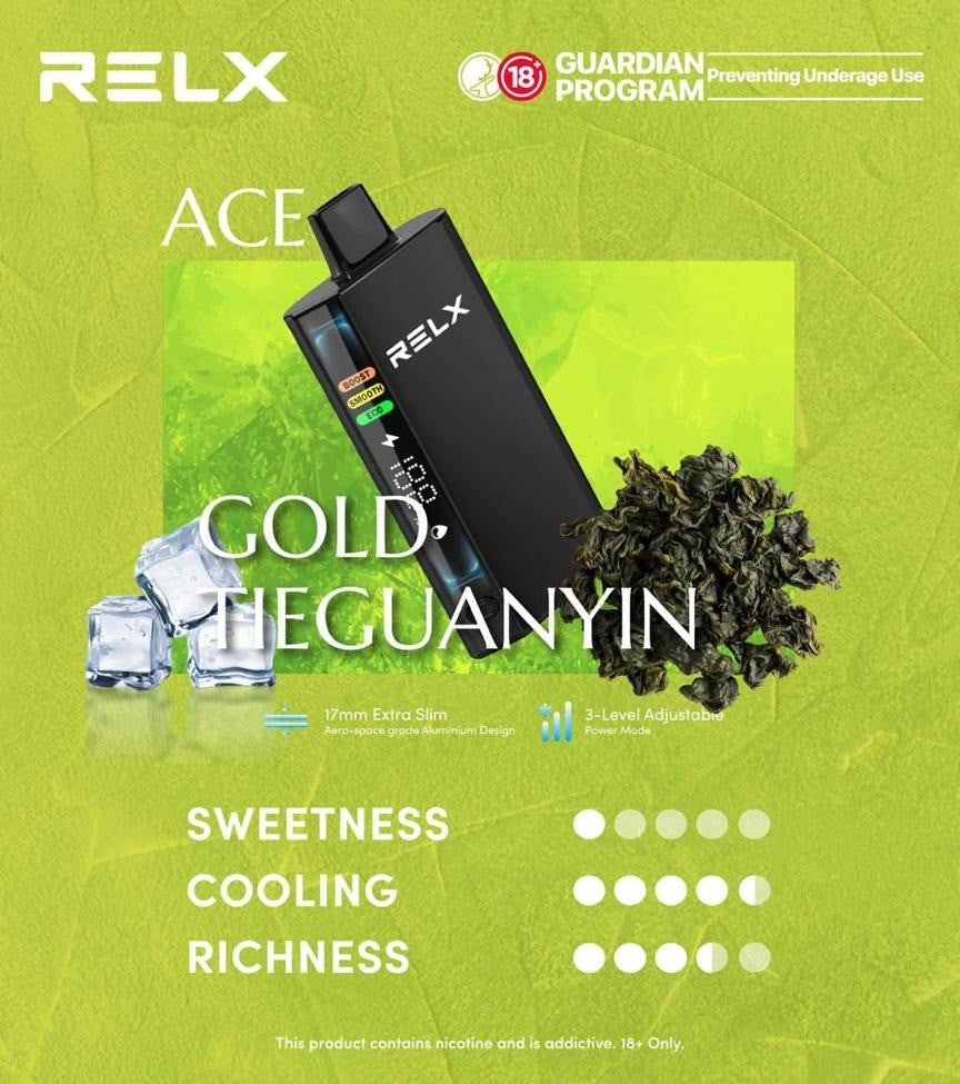 正品悦刻RELX ACE 30000口超大容量冰爽系列航空级铝材超薄设计三档功率可调智能液晶显示电量油量一次性电子烟-多口味可选