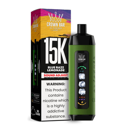 正品阿尔法赫15000口可调冰度款 AL FAKHER CROWN BAR ICE ADJUST 15K 大烟雾一次性电子烟-多口味可选