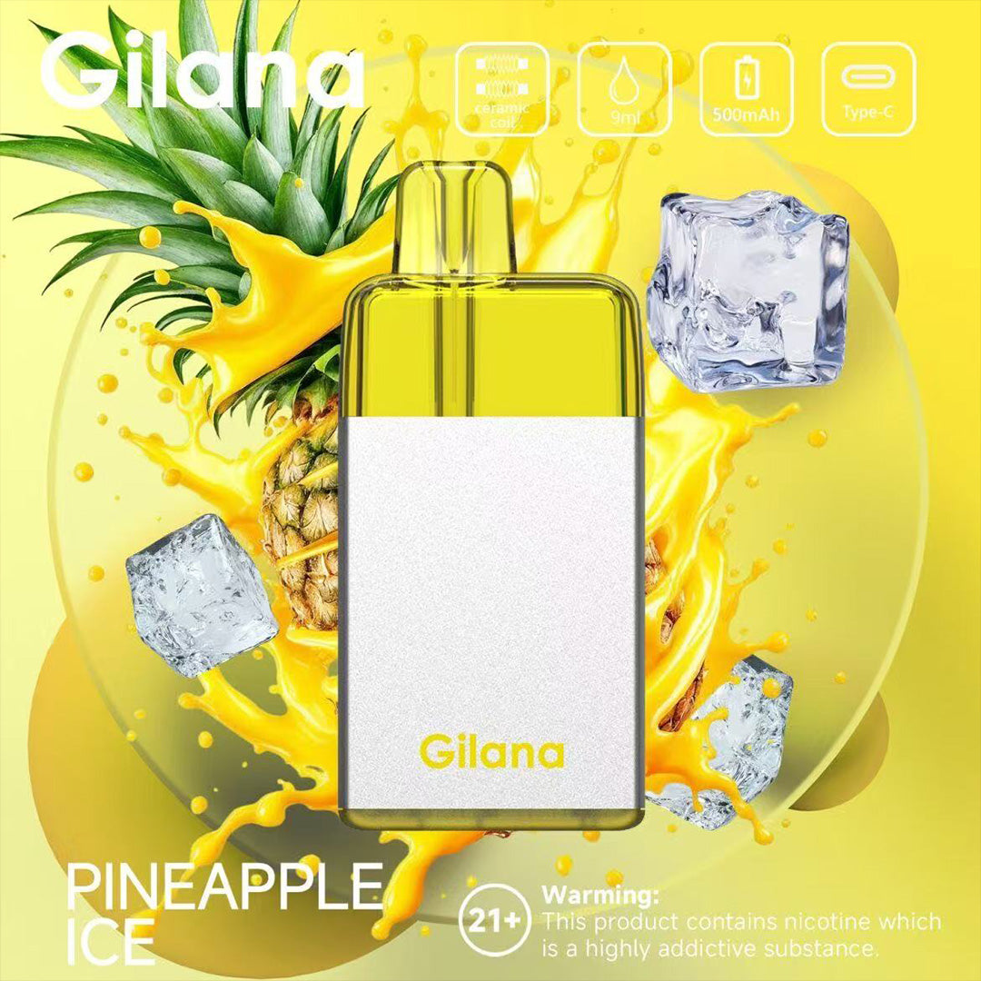 正品吉拉娜冰立方 Gilana Ice Cube 7000口劲爽冰感系列三色指示灯电量显示可视化油仓一次性电子烟-多口味可选