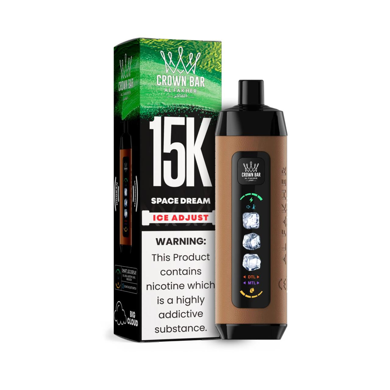 正品阿尔法赫15000口可调冰度款 AL FAKHER CROWN BAR ICE ADJUST 15K 大烟雾一次性电子烟-多口味可选