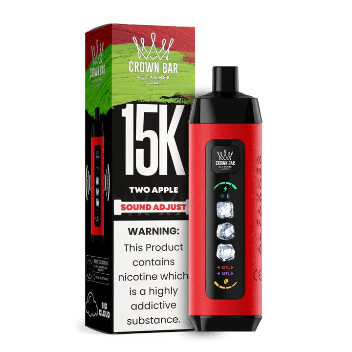 正品阿尔法赫15000口可调冰度款 AL FAKHER CROWN BAR ICE ADJUST 15K 大烟雾一次性电子烟-多口味可选
