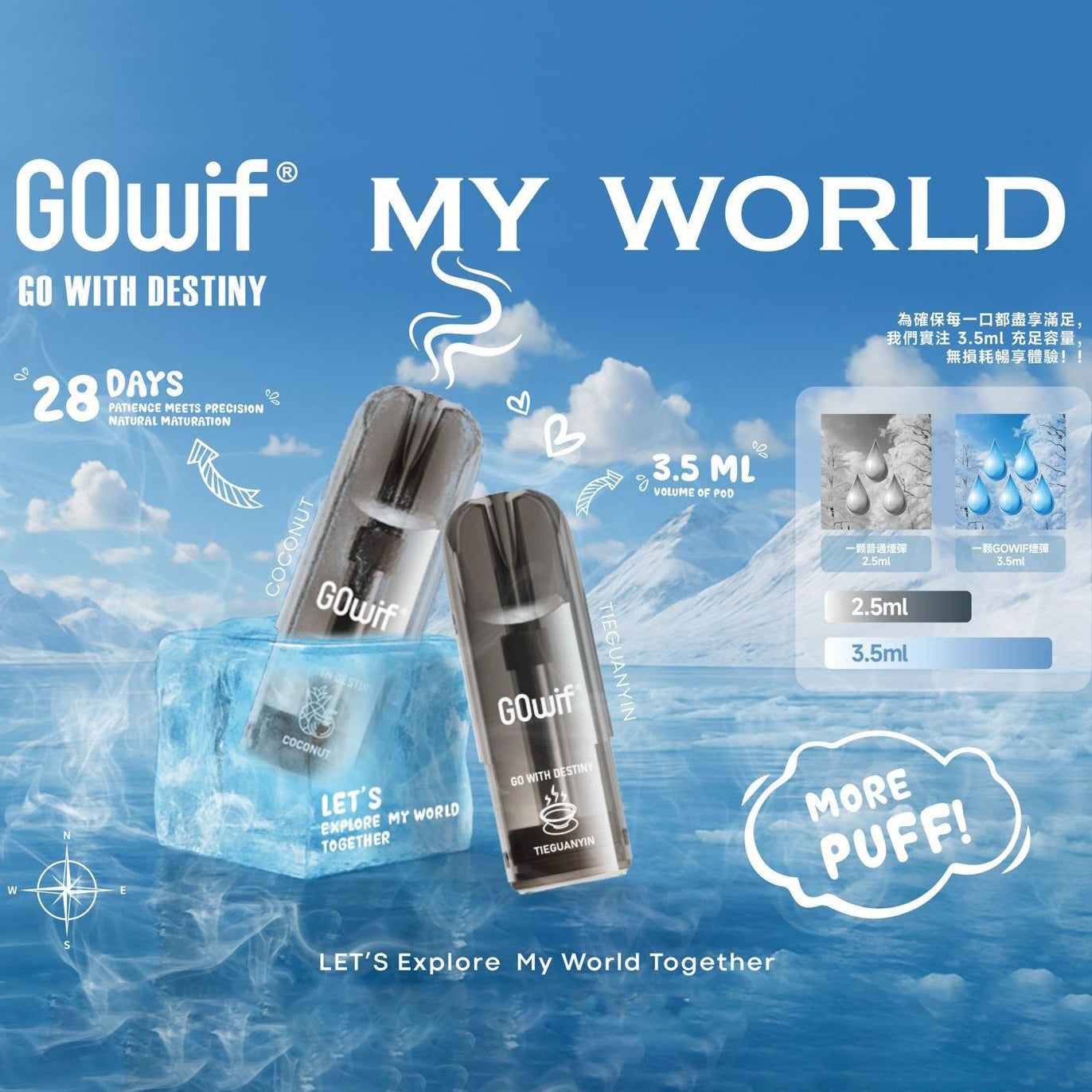 正品冰熊Zgar X GOwif扩容款烟弹超大容量3.5ml单颗装--多口味可选,三颗起售