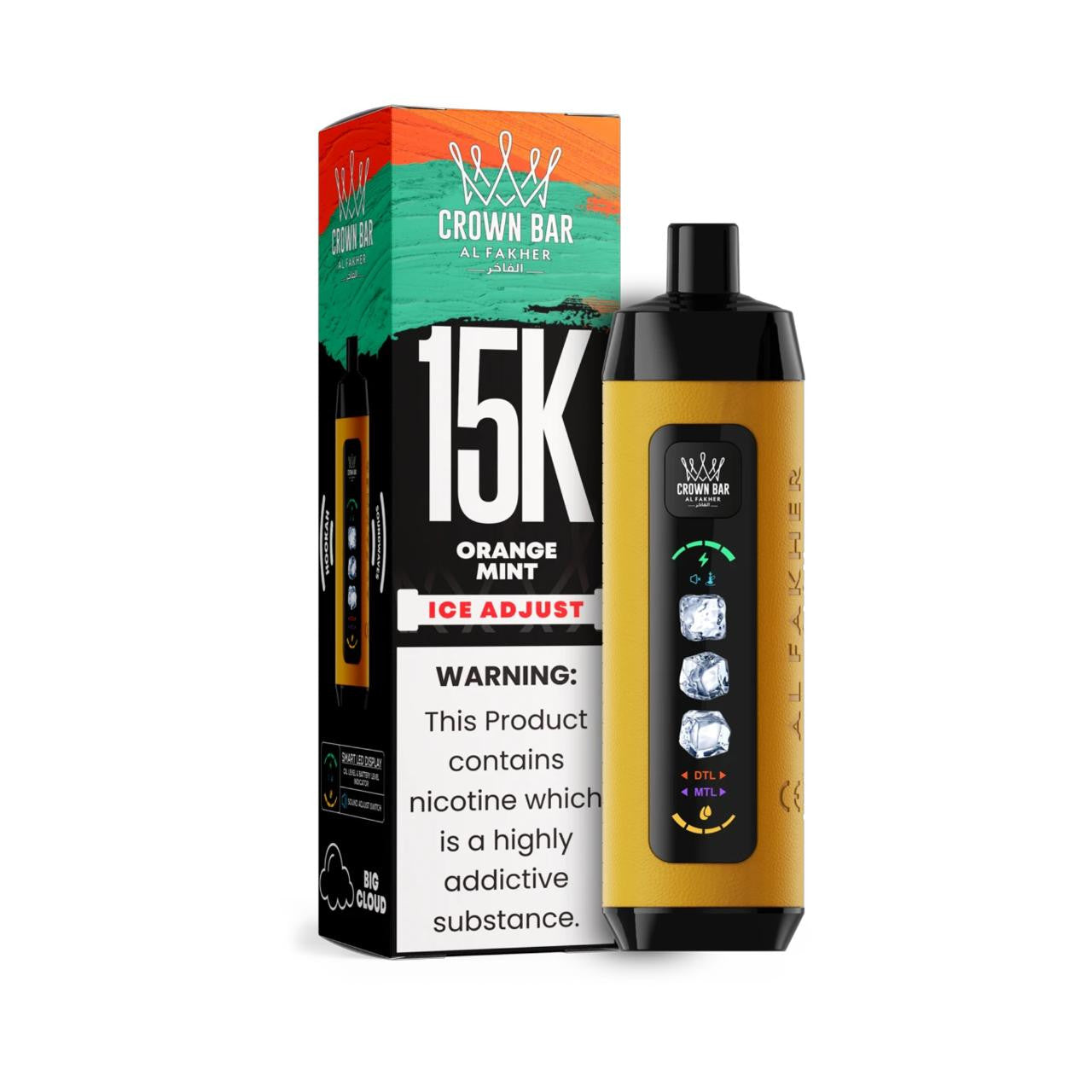 正品阿尔法赫15000口可调冰度款 AL FAKHER CROWN BAR ICE ADJUST 15K 大烟雾一次性电子烟-多口味可选