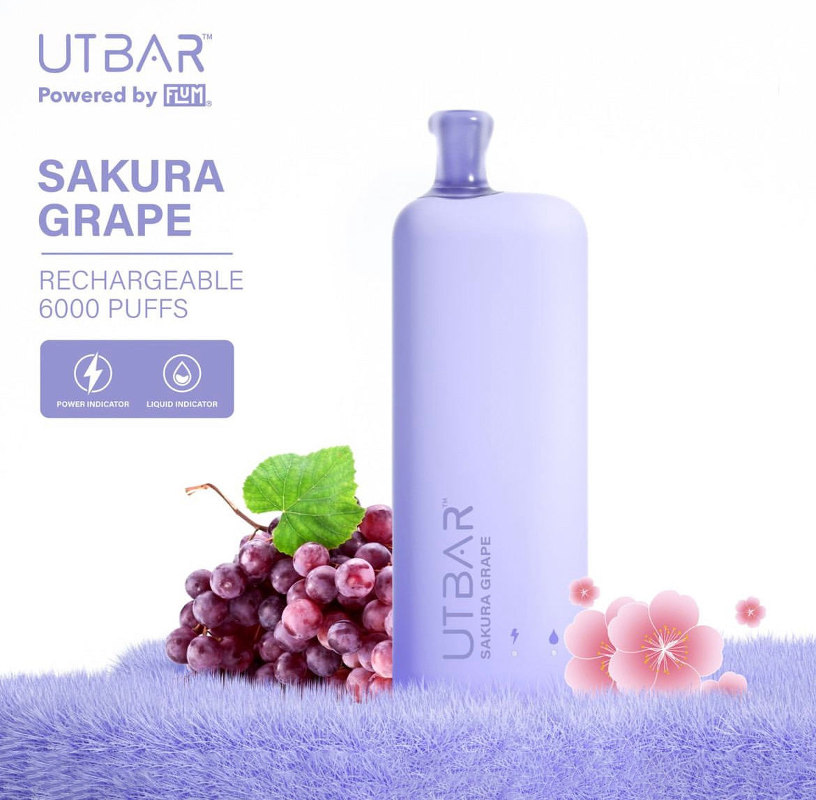 正品FLUM UTBAR 6000口绚丽质感外观设计电量油量指示一次性电子烟-多口味可选