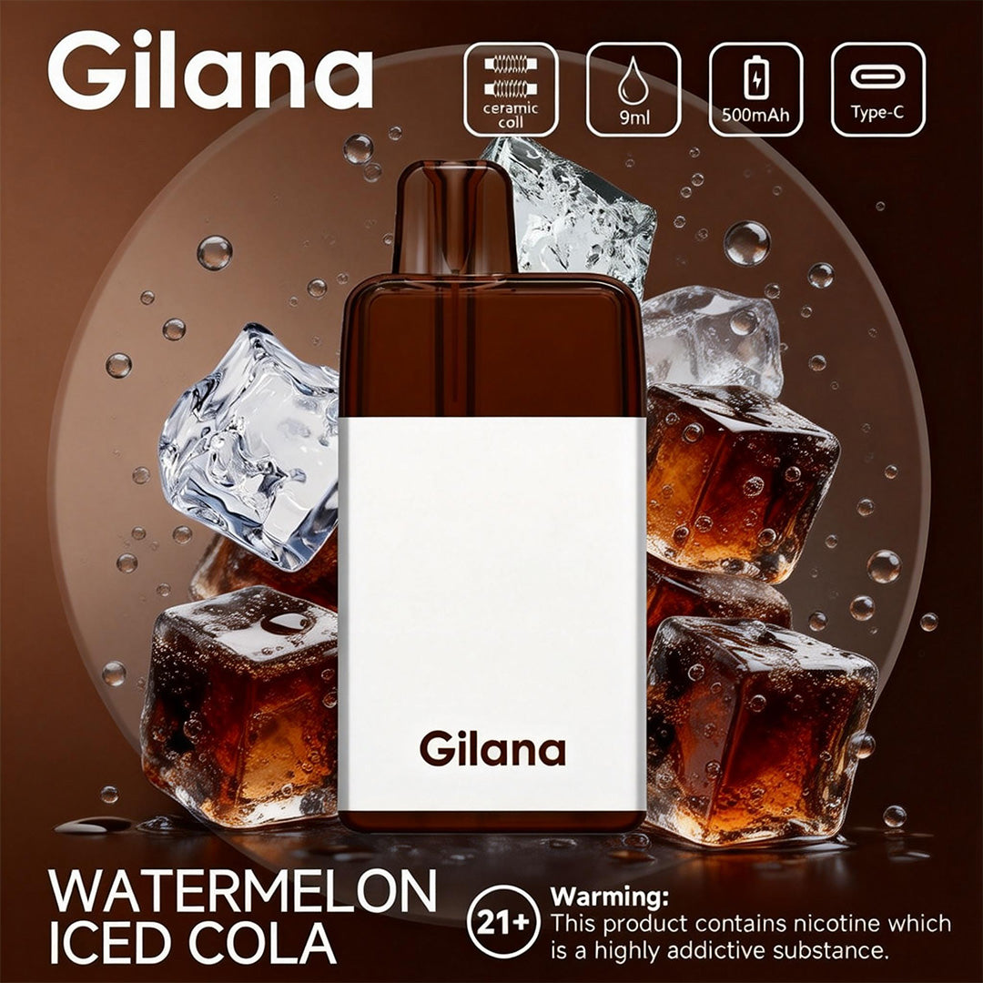 正品吉拉娜冰立方 Gilana Ice Cube 7000口劲爽冰感系列三色指示灯电量显示可视化油仓一次性电子烟-多口味可选