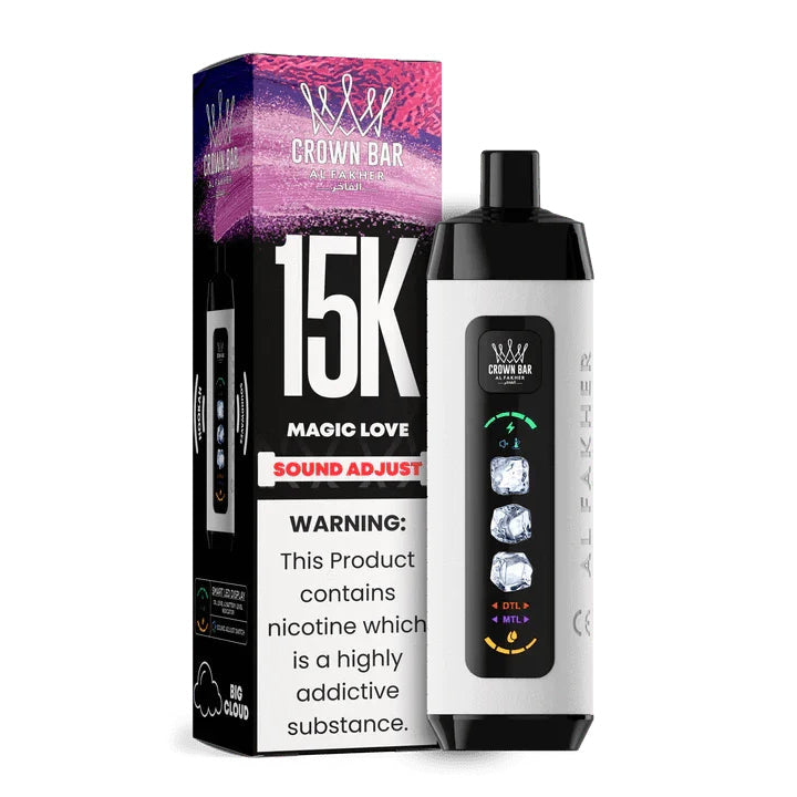正品阿尔法赫15000口可调冰度款 AL FAKHER CROWN BAR ICE ADJUST 15K 大烟雾一次性电子烟-多口味可选
