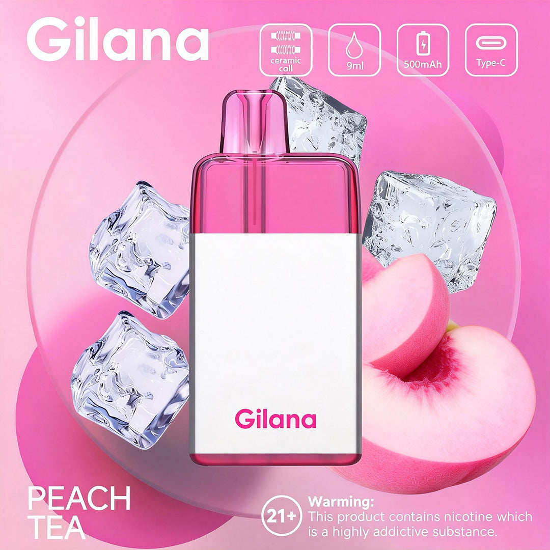 正品吉拉娜冰立方 Gilana Ice Cube 7000口劲爽冰感系列三色指示灯电量显示可视化油仓一次性电子烟-多口味可选
