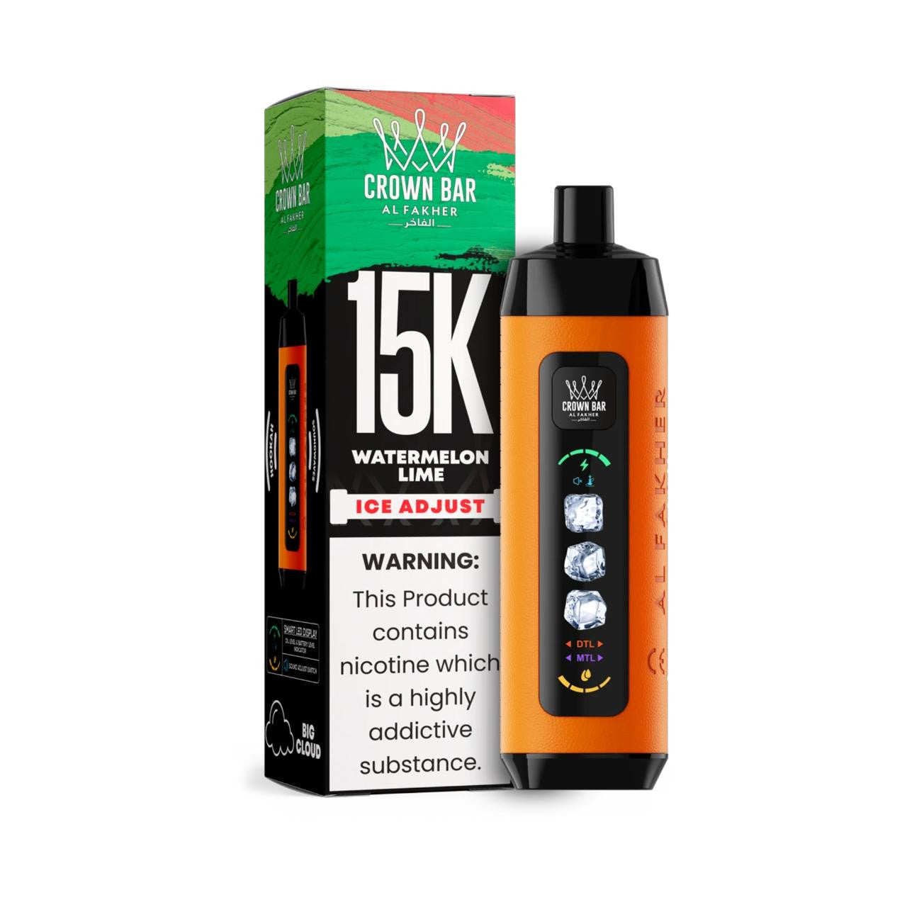 正品阿尔法赫15000口可调冰度款 AL FAKHER CROWN BAR ICE ADJUST 15K 大烟雾一次性电子烟-多口味可选