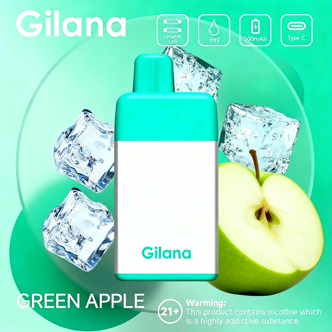 正品吉拉娜冰立方 Gilana Ice Cube 7000口劲爽冰感系列三色指示灯电量显示可视化油仓一次性电子烟-多口味可选