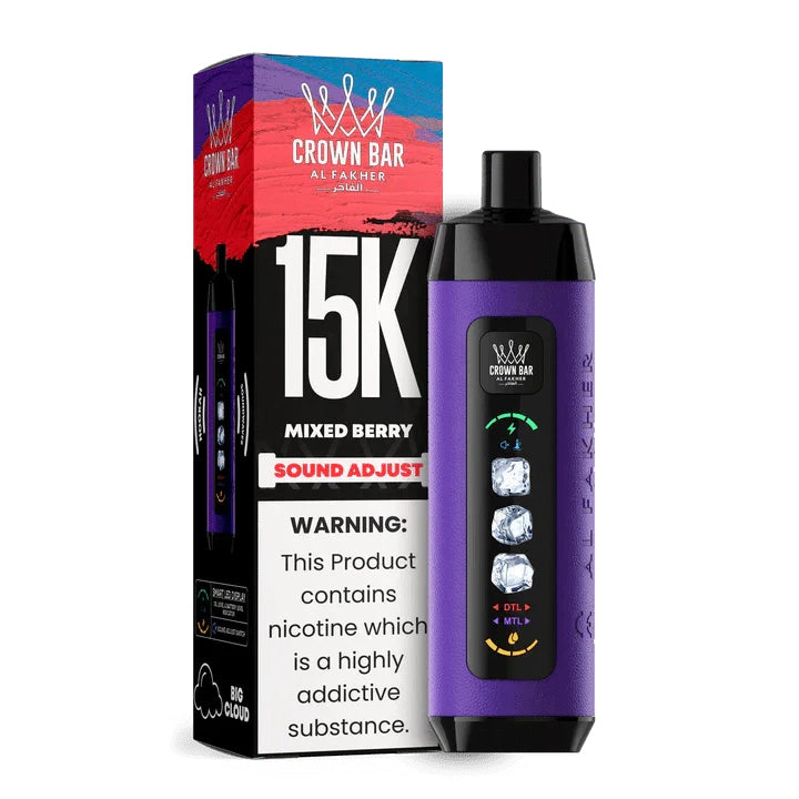 正品阿尔法赫15000口可调冰度款 AL FAKHER CROWN BAR ICE ADJUST 15K 大烟雾一次性电子烟-多口味可选