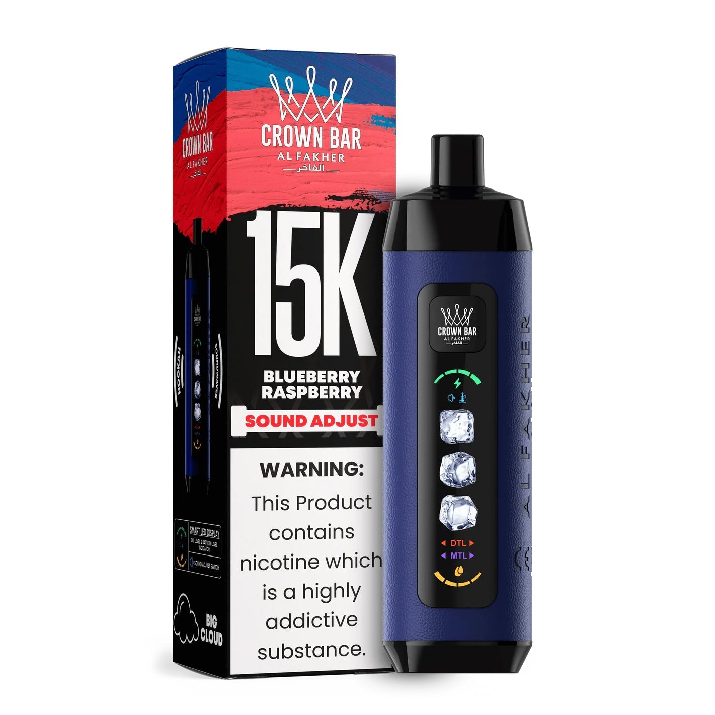 正品阿尔法赫15000口可调冰度款 AL FAKHER CROWN BAR ICE ADJUST 15K 大烟雾一次性电子烟-多口味可选