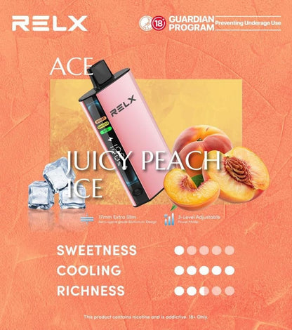 正品悦刻RELX ACE 30000口超大容量冰爽系列航空级铝材超薄设计三档功率可调智能液晶显示电量油量一次性电子烟-多口味可选