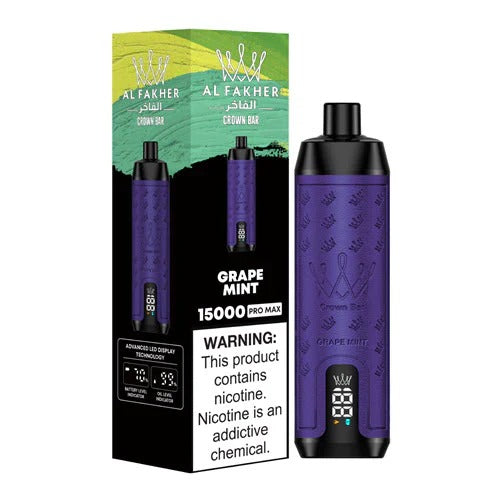 正品阿尔法赫皇冠系列 AL FAKHER CROWN BAR PRO MAX 15K 15000口大烟雾一次性电子烟油量电量显示-多口味可选