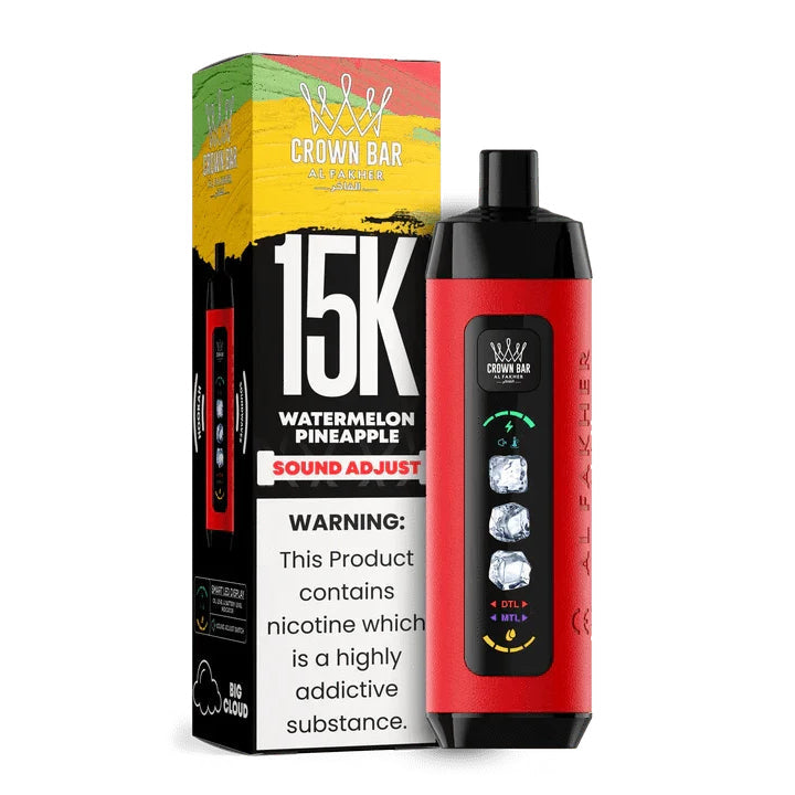 正品阿尔法赫15000口可调冰度款 AL FAKHER CROWN BAR ICE ADJUST 15K 大烟雾一次性电子烟-多口味可选