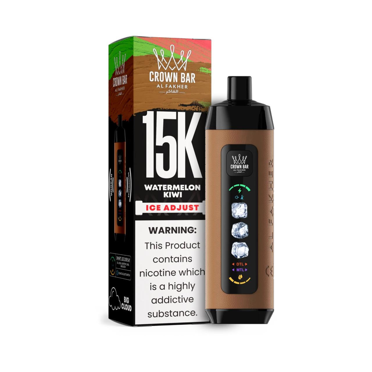 正品阿尔法赫15000口可调冰度款 AL FAKHER CROWN BAR ICE ADJUST 15K 大烟雾一次性电子烟-多口味可选