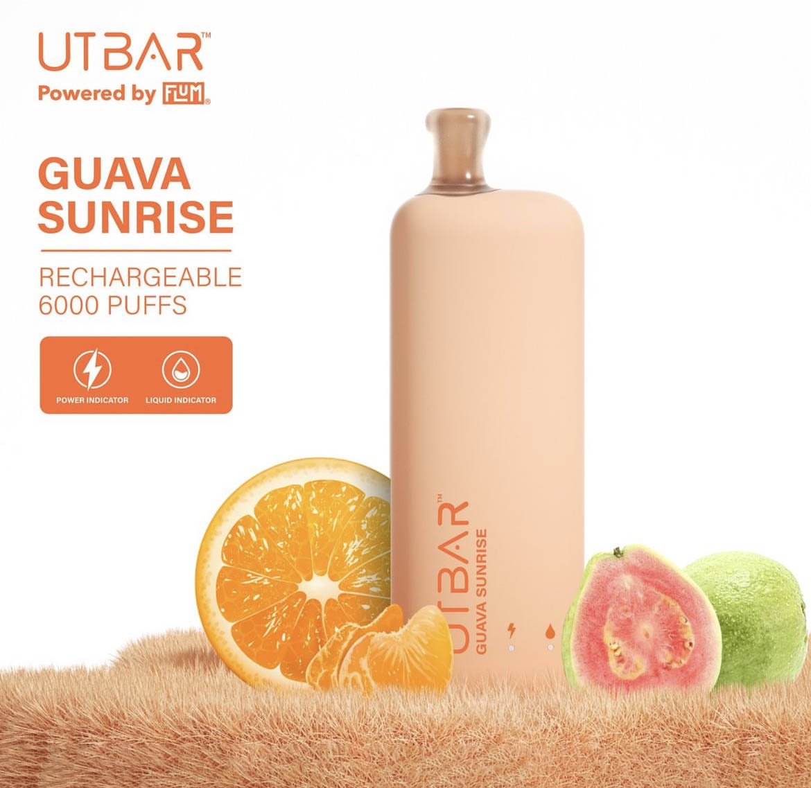 正品FLUM UTBAR 6000口绚丽质感外观设计电量油量指示一次性电子烟-多口味可选