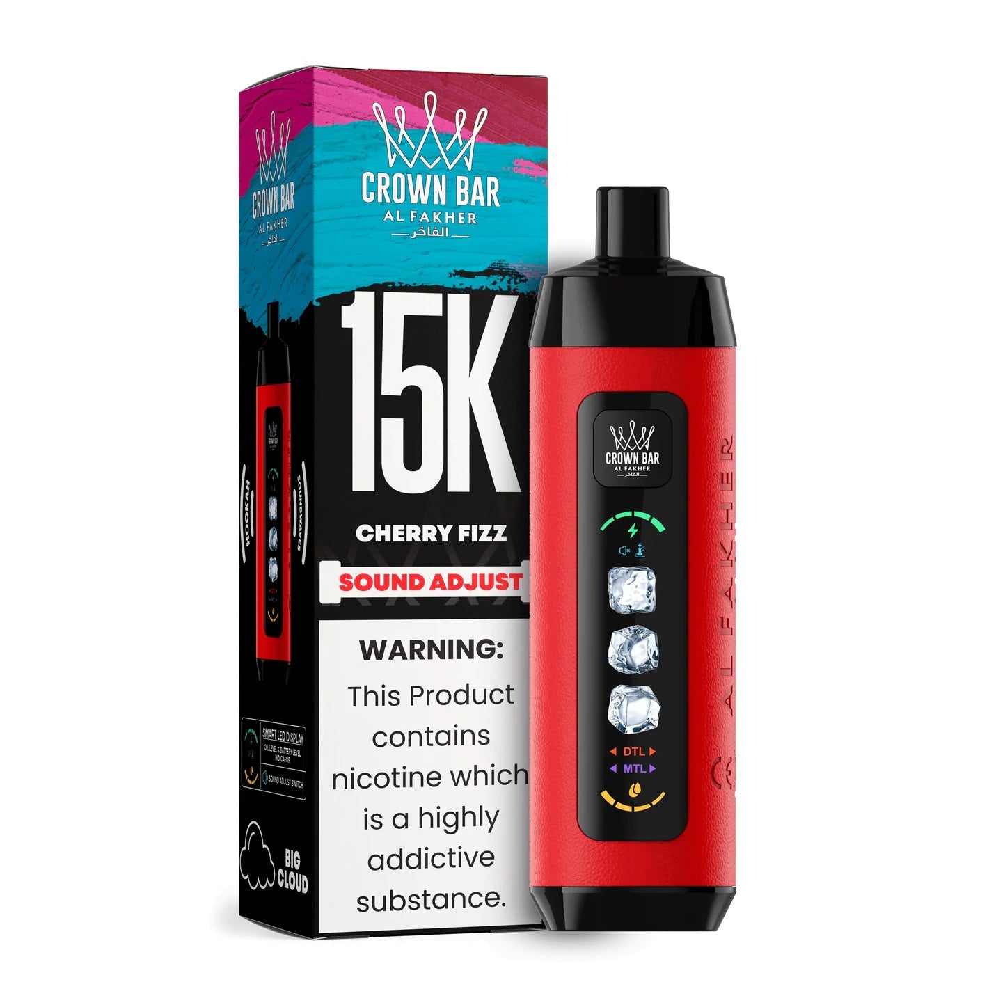 正品阿尔法赫15000口可调冰度款 AL FAKHER CROWN BAR ICE ADJUST 15K 大烟雾一次性电子烟-多口味可选