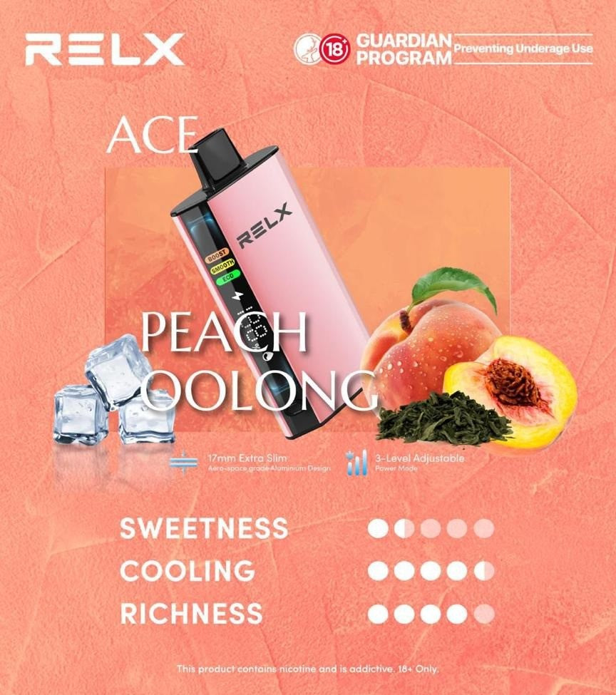 正品悦刻RELX ACE 30000口超大容量冰爽系列航空级铝材超薄设计三档功率可调智能液晶显示电量油量一次性电子烟-多口味可选