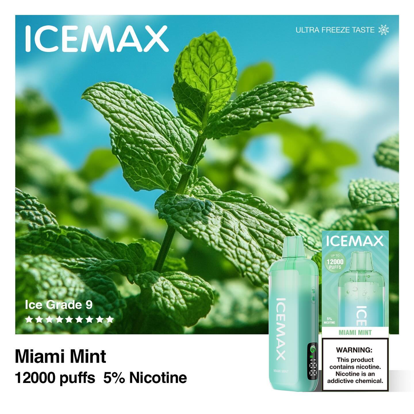 正品冰暴Icemax Ultra Freeze Taste 12000口超冰爽液晶显示屏可视化油仓一次性电子烟-多口味可选