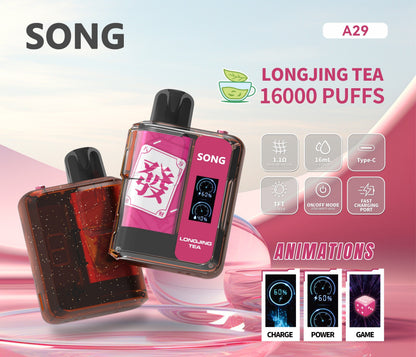 正品崧SONG A29娱乐系列两档可调16000口一次性电子烟-TFT屏动画显示麻将骰子/猜拳/表情