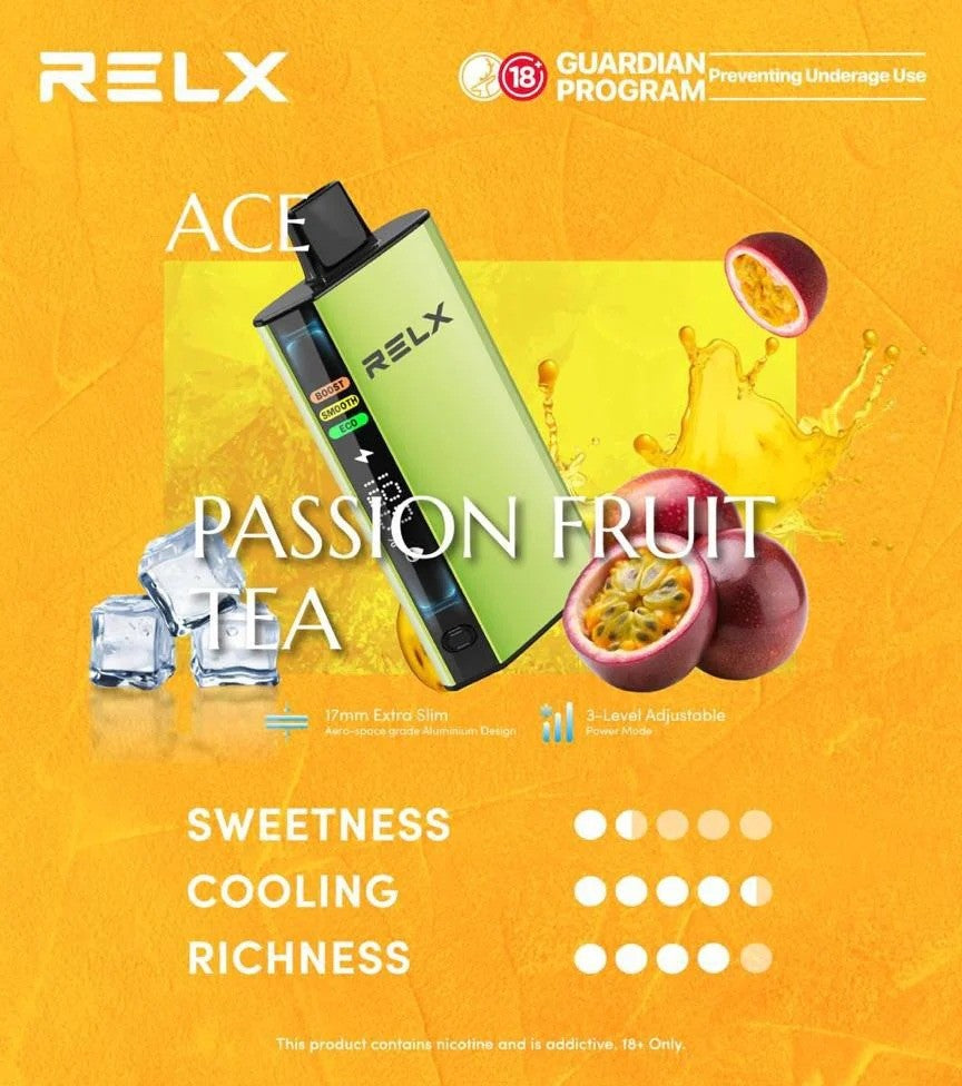 正品悦刻RELX ACE 30000口超大容量冰爽系列航空级铝材超薄设计三档功率可调智能液晶显示电量油量一次性电子烟-多口味可选