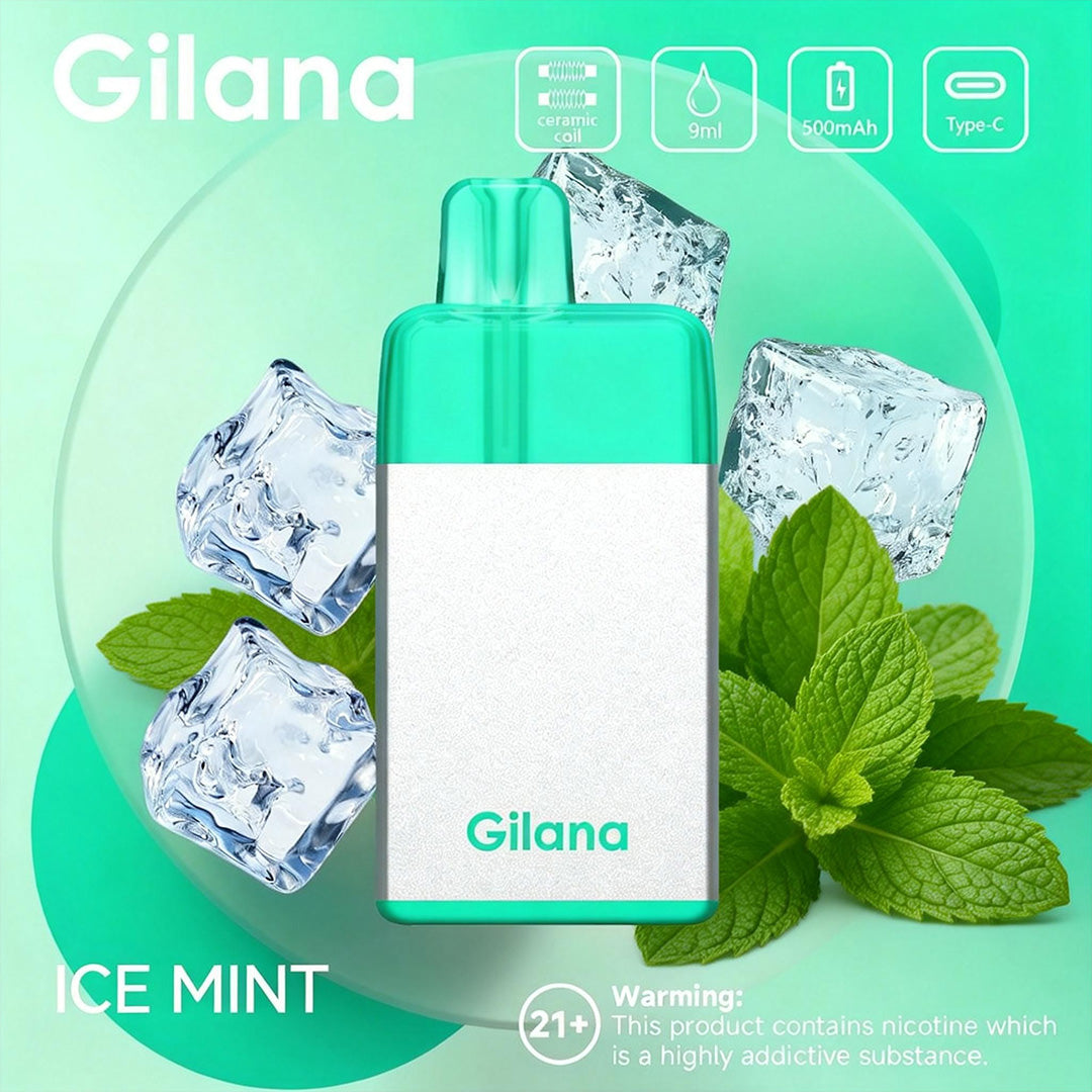 正品吉拉娜冰立方 Gilana Ice Cube 7000口劲爽冰感系列三色指示灯电量显示可视化油仓一次性电子烟-多口味可选