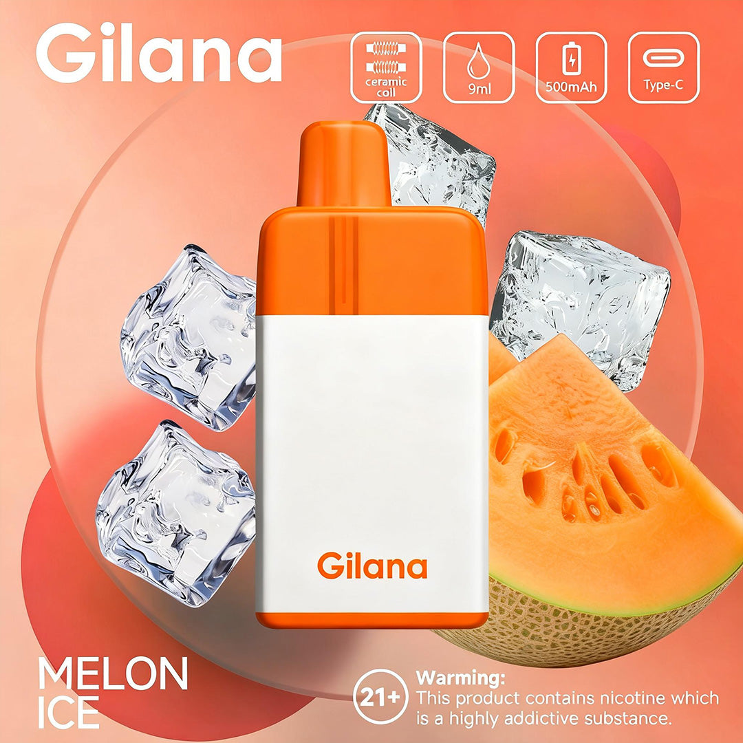正品吉拉娜冰立方 Gilana Ice Cube 7000口劲爽冰感系列三色指示灯电量显示可视化油仓一次性电子烟-多口味可选