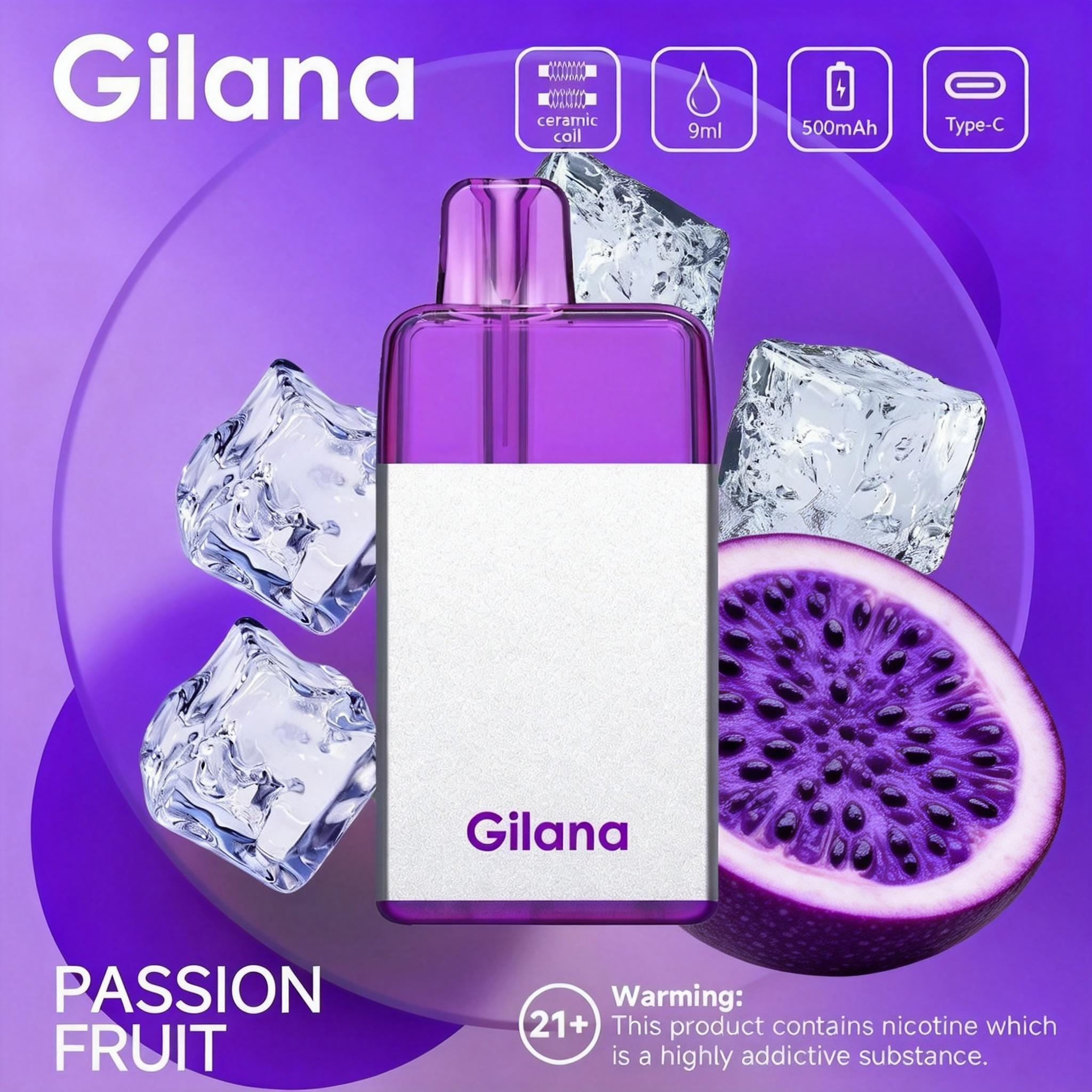 正品吉拉娜冰立方 Gilana Ice Cube 7000口劲爽冰感系列三色指示灯电量显示可视化油仓一次性电子烟-多口味可选