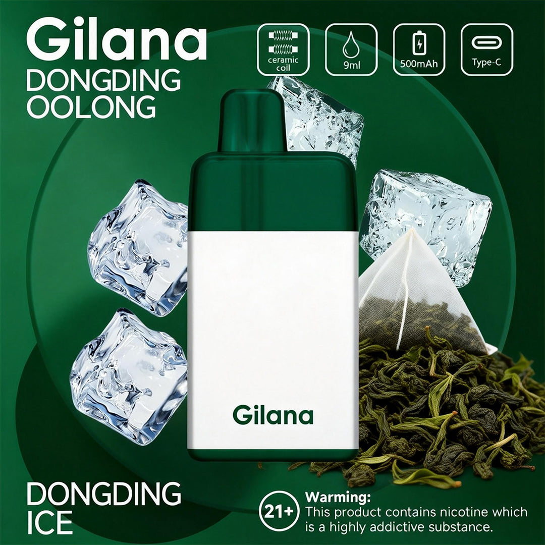 正品吉拉娜冰立方 Gilana Ice Cube 7000口劲爽冰感系列三色指示灯电量显示可视化油仓一次性电子烟-多口味可选
