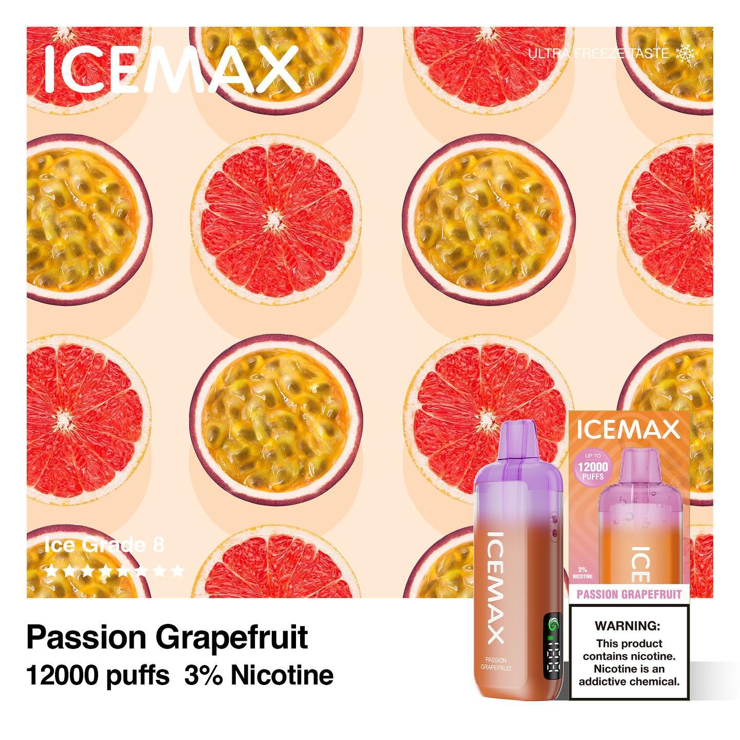 正品冰暴Icemax Ultra Freeze Taste 12000口超冰爽液晶显示屏可视化油仓一次性电子烟-多口味可选