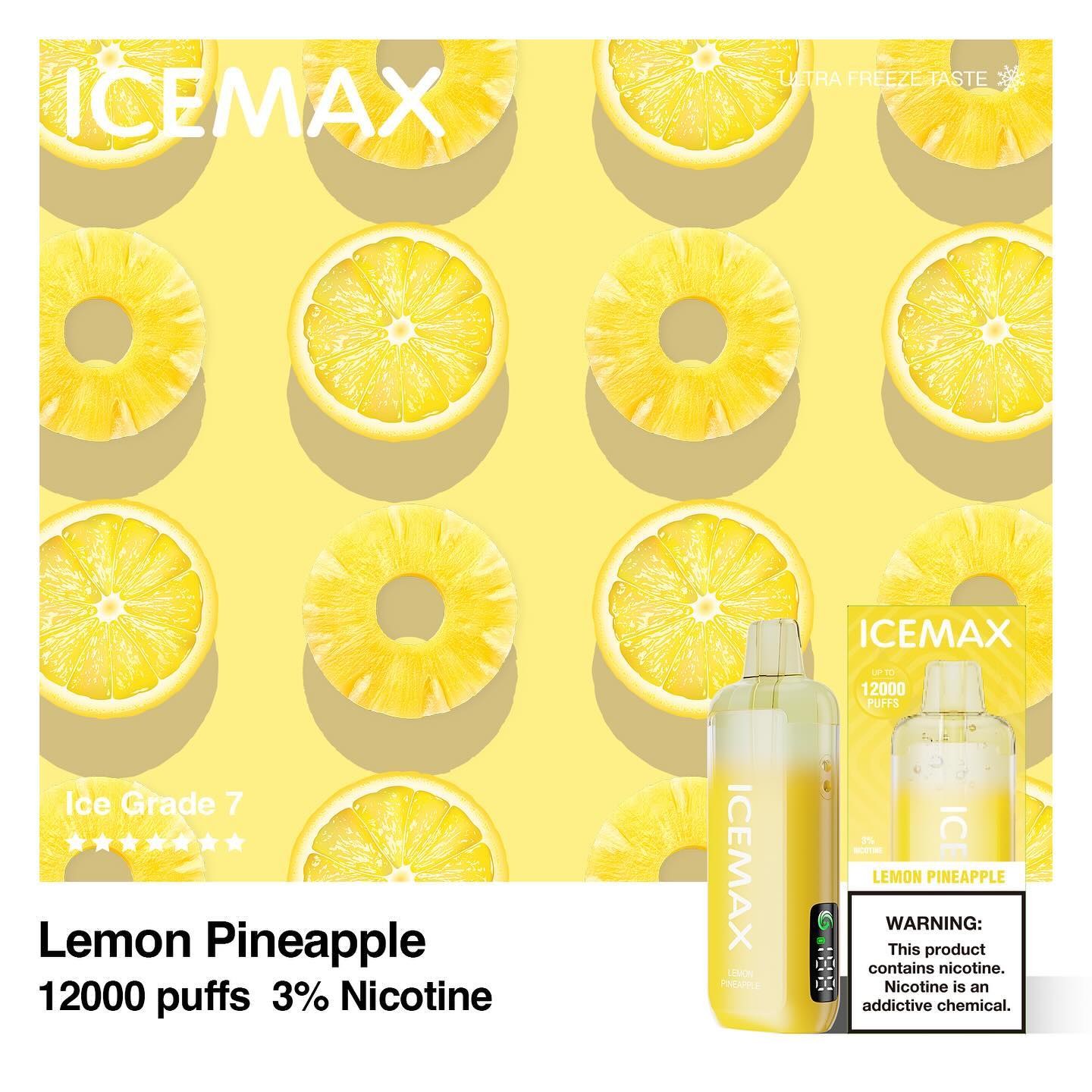 正品冰暴Icemax Ultra Freeze Taste 12000口超冰爽液晶显示屏可视化油仓一次性电子烟-多口味可选