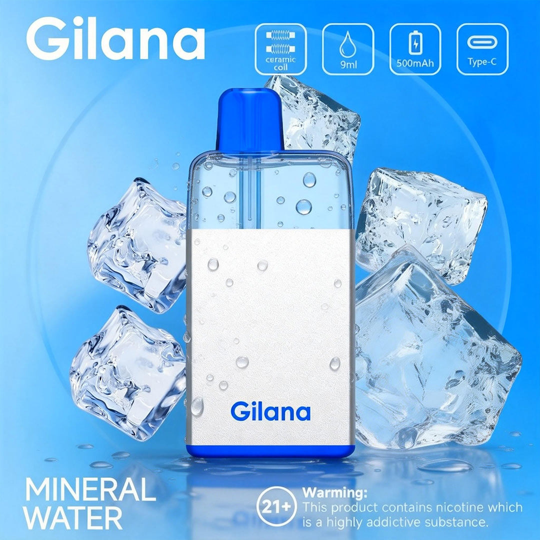 正品吉拉娜冰立方 Gilana Ice Cube 7000口劲爽冰感系列三色指示灯电量显示可视化油仓一次性电子烟-多口味可选
