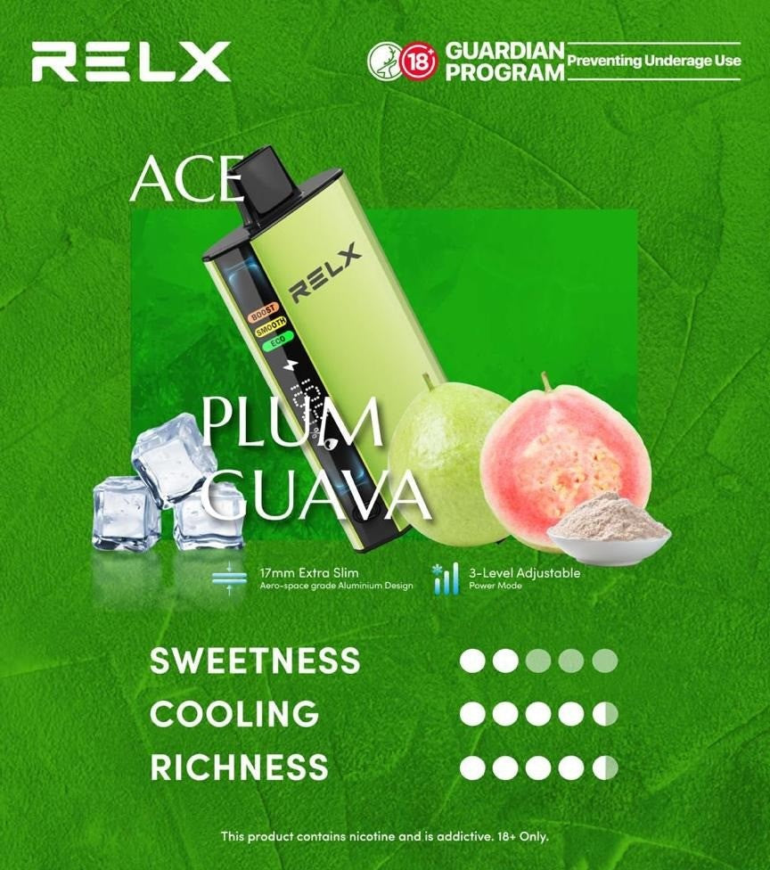 正品悦刻RELX ACE 30000口超大容量冰爽系列航空级铝材超薄设计三档功率可调智能液晶显示电量油量一次性电子烟-多口味可选