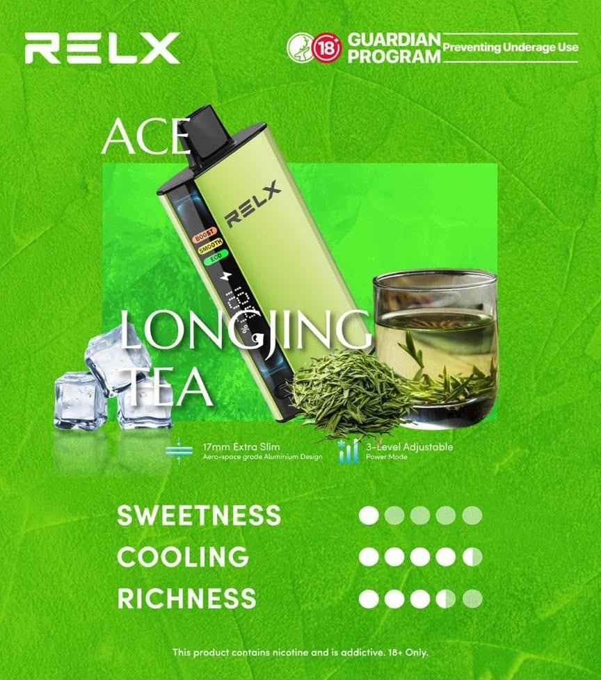 正品悦刻RELX ACE 30000口超大容量冰爽系列航空级铝材超薄设计三档功率可调智能液晶显示电量油量一次性电子烟-多口味可选