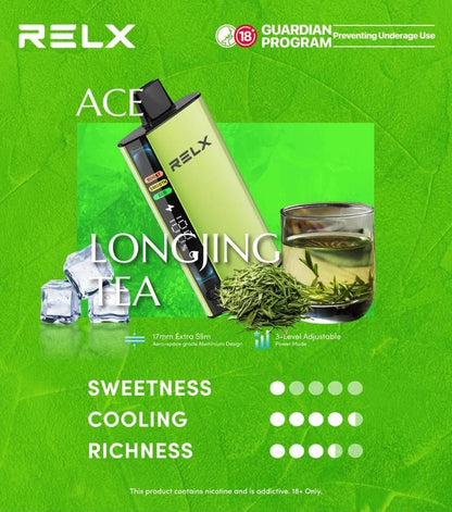 正品悦刻RELX ACE 30000口超大容量冰爽系列航空级铝材超薄设计三档功率可调智能液晶显示电量油量一次性电子烟-多口味可选