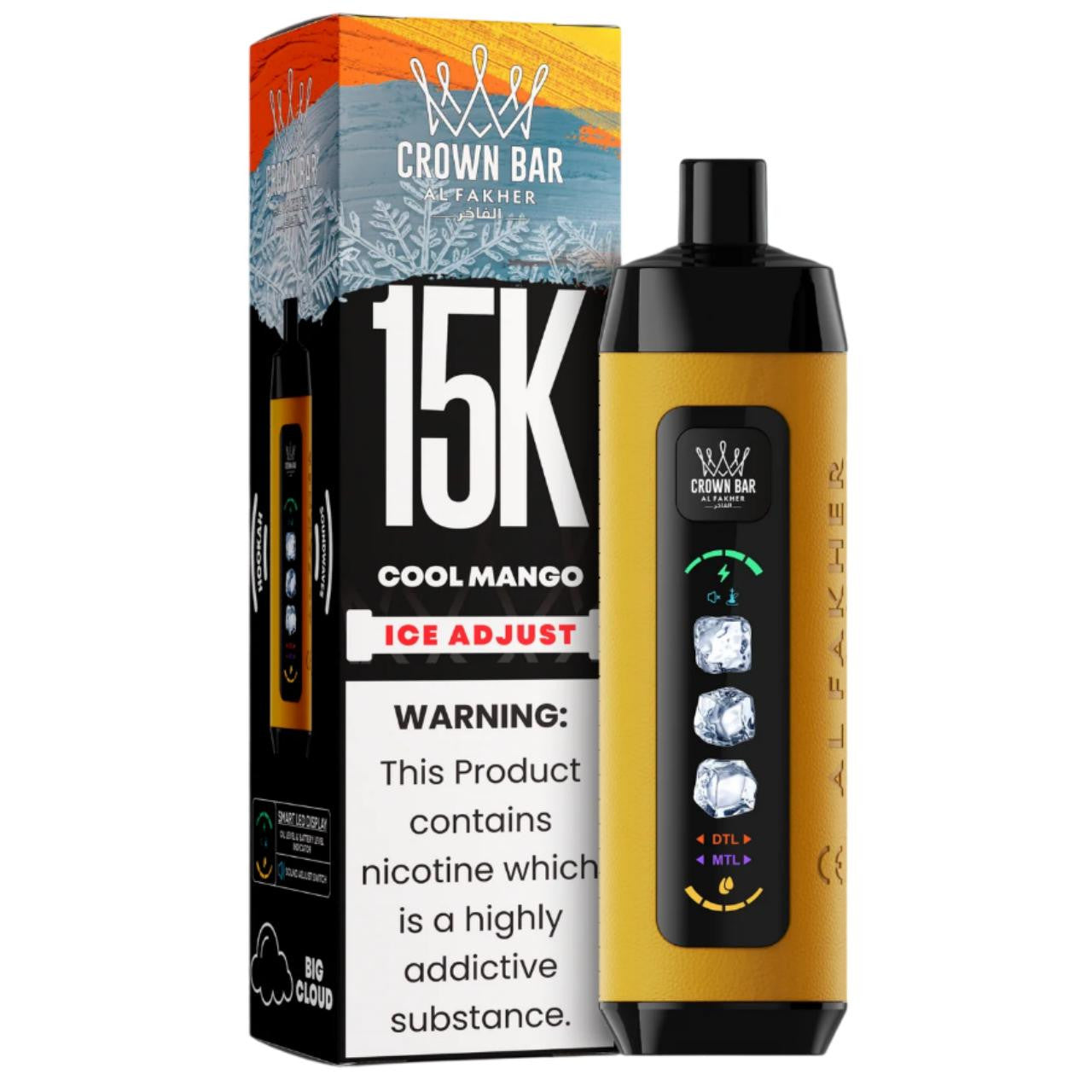 正品阿尔法赫15000口可调冰度款 AL FAKHER CROWN BAR ICE ADJUST 15K 大烟雾一次性电子烟-多口味可选